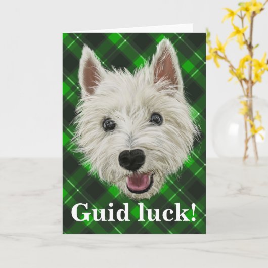 Westie Klugheit! Guid Glück! Karte (Gelbe Blume)