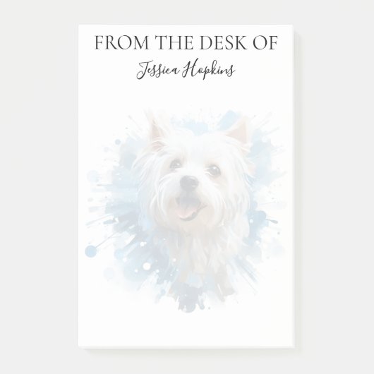 Westie Liebhaber monogrammierter Hund Post-it Klebezettel (Vorderseite)