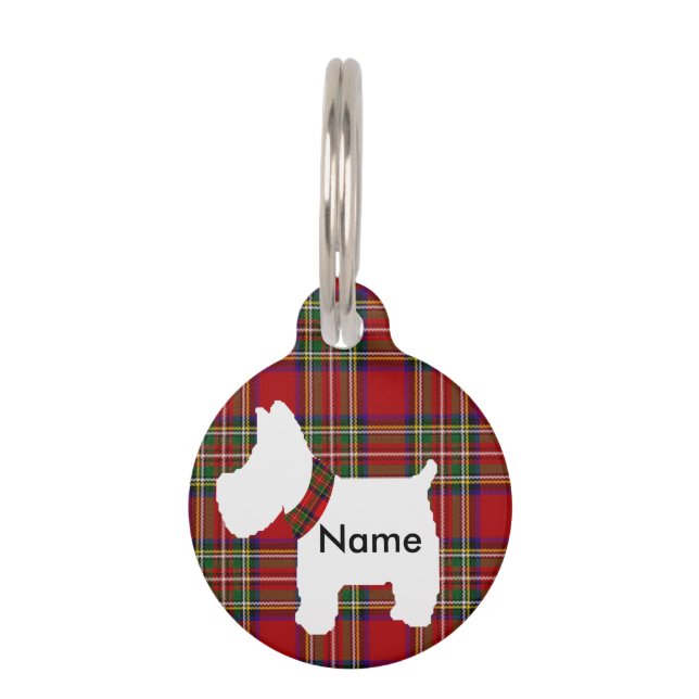 Westie Light Red Tan Tartan Tiermarke (Vorderseite)