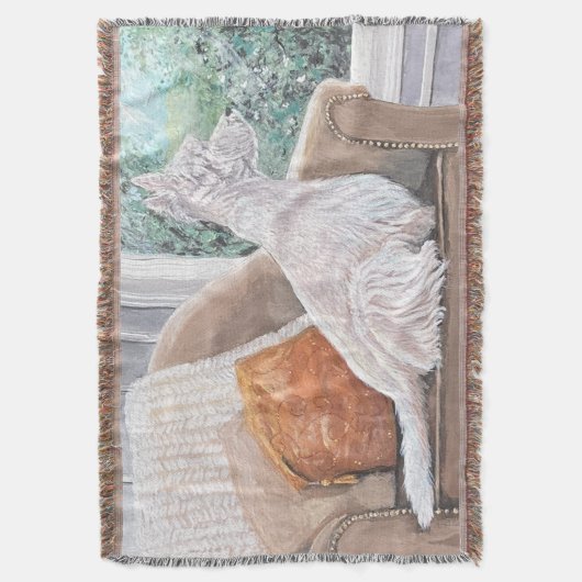 Westie Looking Out a Window Decke (Vorderseite Vertikal)