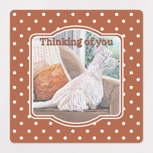 Westie Looking Out a Window Etiketten (Design 1)