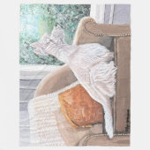 Westie Looking Out a Window Fleecedecke (Vorderseite)