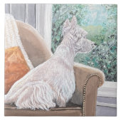 Westie Looking Out a Window Fliese (Vorderseite)
