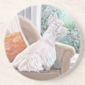 Westie Looking Out a Window Getränkeuntersetzer (Vorne)