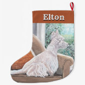 Westie Looking Out a Window Großer Weihnachtsstrumpf (Rückseite)