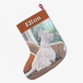 Westie Looking Out a Window Großer Weihnachtsstrumpf (Rückseite (Hängend))