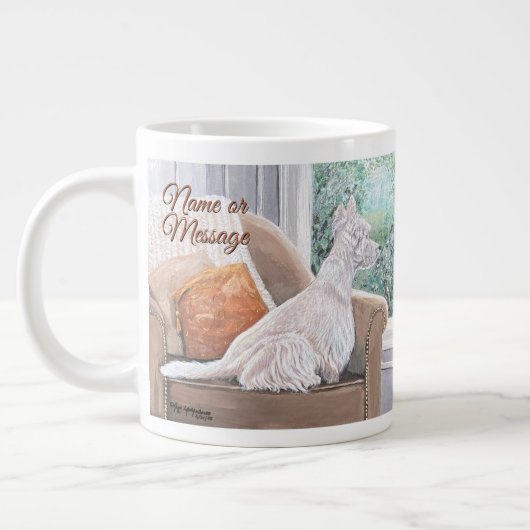 Westie Looking Out a Window Jumbo-Tasse (Links)