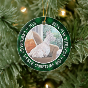 Westie Looking Out a Window Keramik Ornament