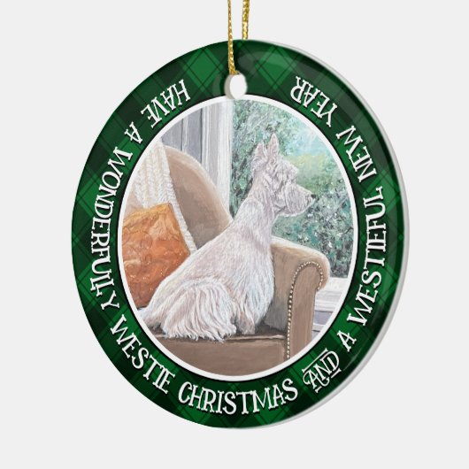 Westie Looking Out a Window Keramik Ornament (Links)