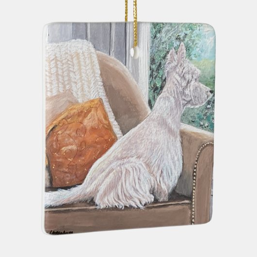Westie Looking Out a Window Keramikornament (Rechts)