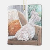Westie Looking Out a Window Keramikornament (Links)