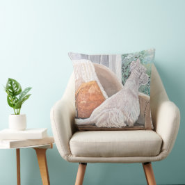 Westie Looking Out a Window Kissen