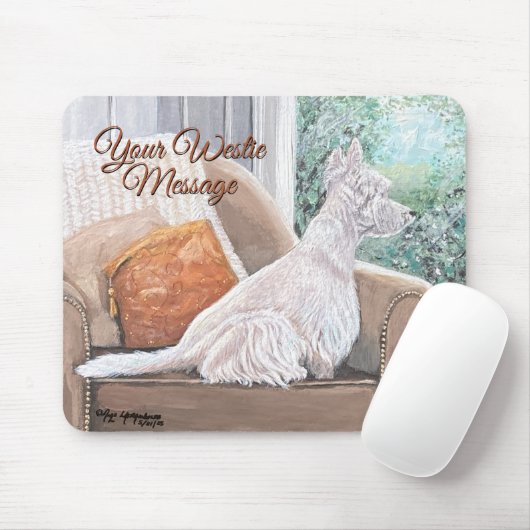Westie Looking Out a Window Mousepad (Mit Mouse)