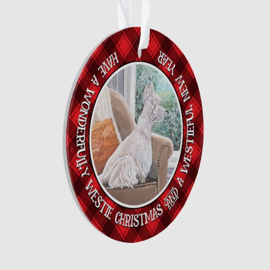 Westie Looking Out a Window Ornament (Vorderseite)