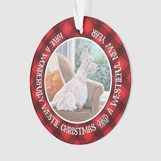 Westie Looking Out a Window Ornament (Vorderseite)