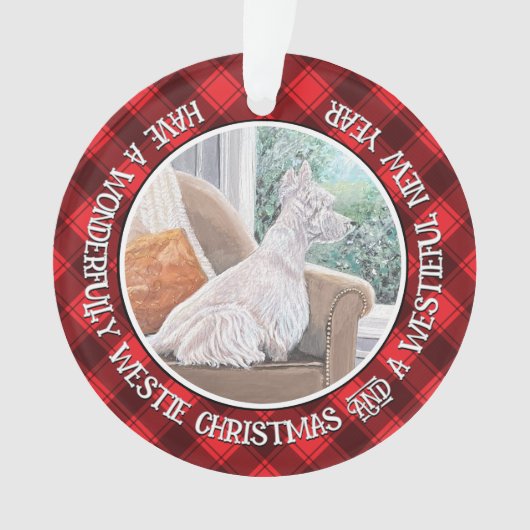 Westie Looking Out a Window Ornament (Vorderseite)