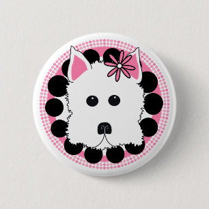 Westie Mädchen Button