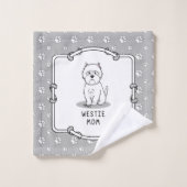 Westie Mama - West Highland White Terrier Mama Badhandtuch Set (Waschlappen)