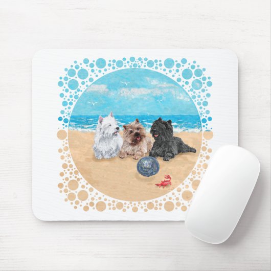 Westie mit Cairn Terriers am Strand Mousepad (Mit Mouse)