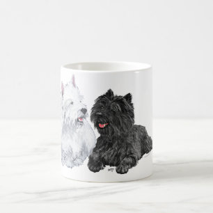 Westie mit einem Black Cairn Terrier Kaffeetasse