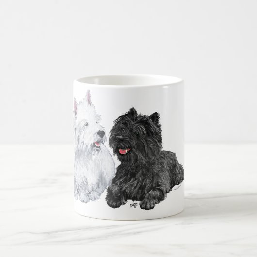 Westie mit einem Black Cairn Terrier Kaffeetasse (Mittel)