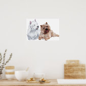 Westie mit einem braunen Cairn Terrier Poster (Küche)