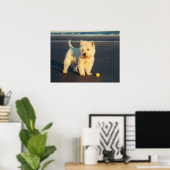 Westie mit einem Gelben Ball Poster (Heimbüro)