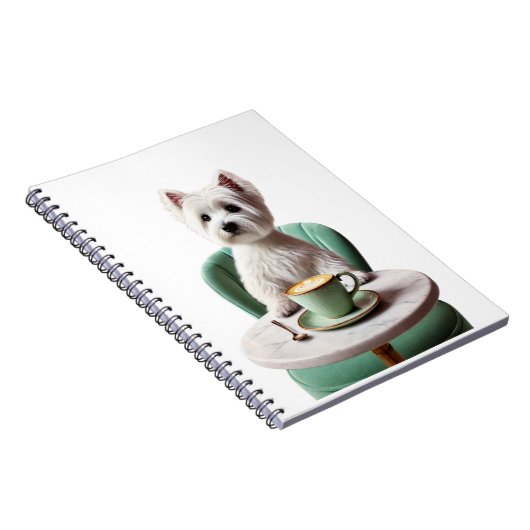 Westie mit einem Notebook Notizblock (Rechte Seite)