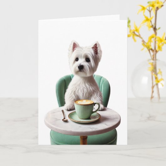Westie mit einer latten Blank Card Karte (Gelbe Blume)