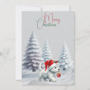 Westie mit Geschenk frohe Weihnachtskarte Feiertagskarte