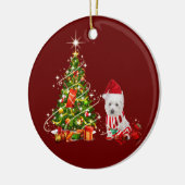 Westie mit Hat Scaft Weihnachten Keramik Ornament (Links)