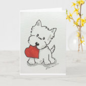 Westie mit Herz Karte (Gelbe Blume)