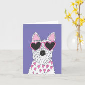 Westie mit Herz-Sonnenbrille Karte (Gelbe Blume)