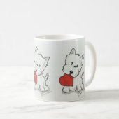 Westie mit Herzen Kaffeetasse (VorderseiteRechts)