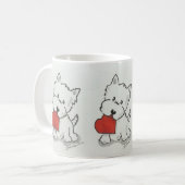 Westie mit Herzen Kaffeetasse (Vorderseite Links)