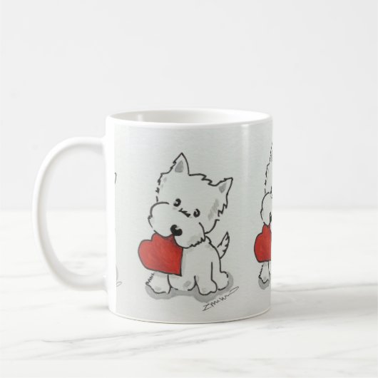 Westie mit Herzen Kaffeetasse (Links)