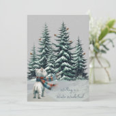 Westie mit Kardinälen Winterweihnachtskarte Feiertagskarte (Stehend Vorderseite)