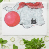Westie mit rotem Ball Handtuch (Gefaltet)