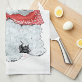 Westie mit rotem Ball Handtuch (Viertel Falte)