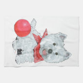 Westie mit rotem Ball Handtuch (Horizontal)