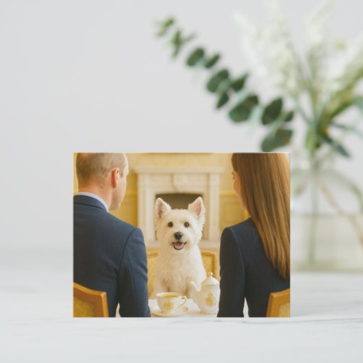 Westie mit Royal Tea Postcard Postkarte (Stehend Vorderseite)