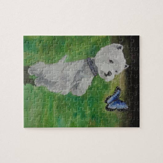 Westie mit Schmetterling Puzzle (Horizontal)