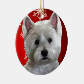 WESTIE MIT SCHNEEFLOCKEN KERAMIKORNAMENT (Rechts)