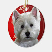 WESTIE MIT SCHNEEFLOCKEN KERAMIKORNAMENT (Links)