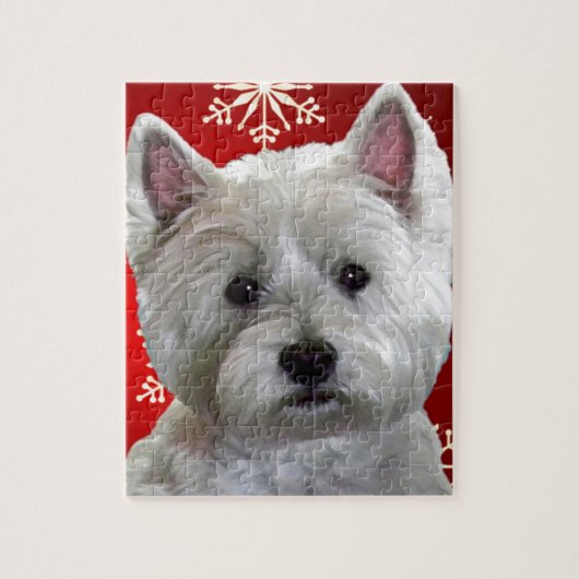 WESTIE MIT SCHNEEFLOCKEN PUZZLE (Vertikal)