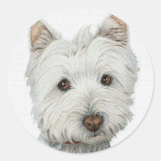 Westie mit Textureffekt Runder Aufkleber (Vorderseite)