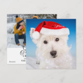 Westie mit Weihnachtsmannmütze und Bart Feiertagskarte (Vorne/Hinten)