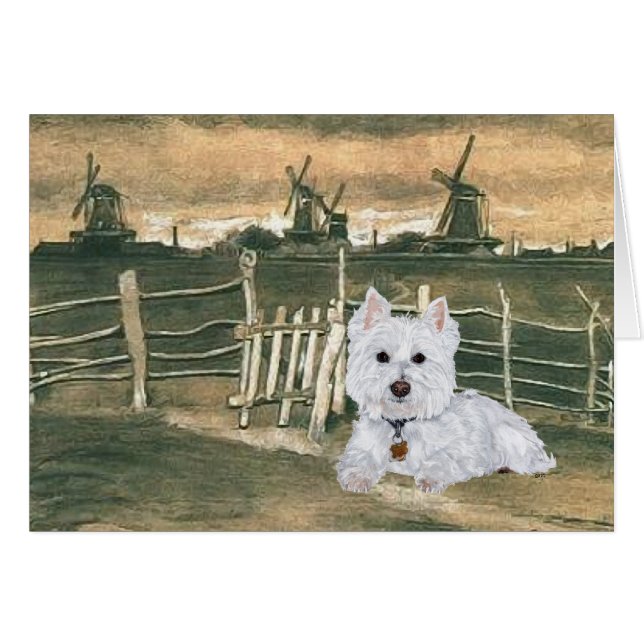 Westie mit Windmühlen (Vorderseite (Horizontal))