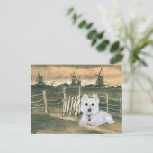 Westie mit Windmühlen Postkarte (Stehend Vorderseite)