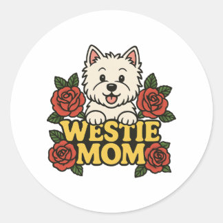 Westie Mom Runder Aufkleber